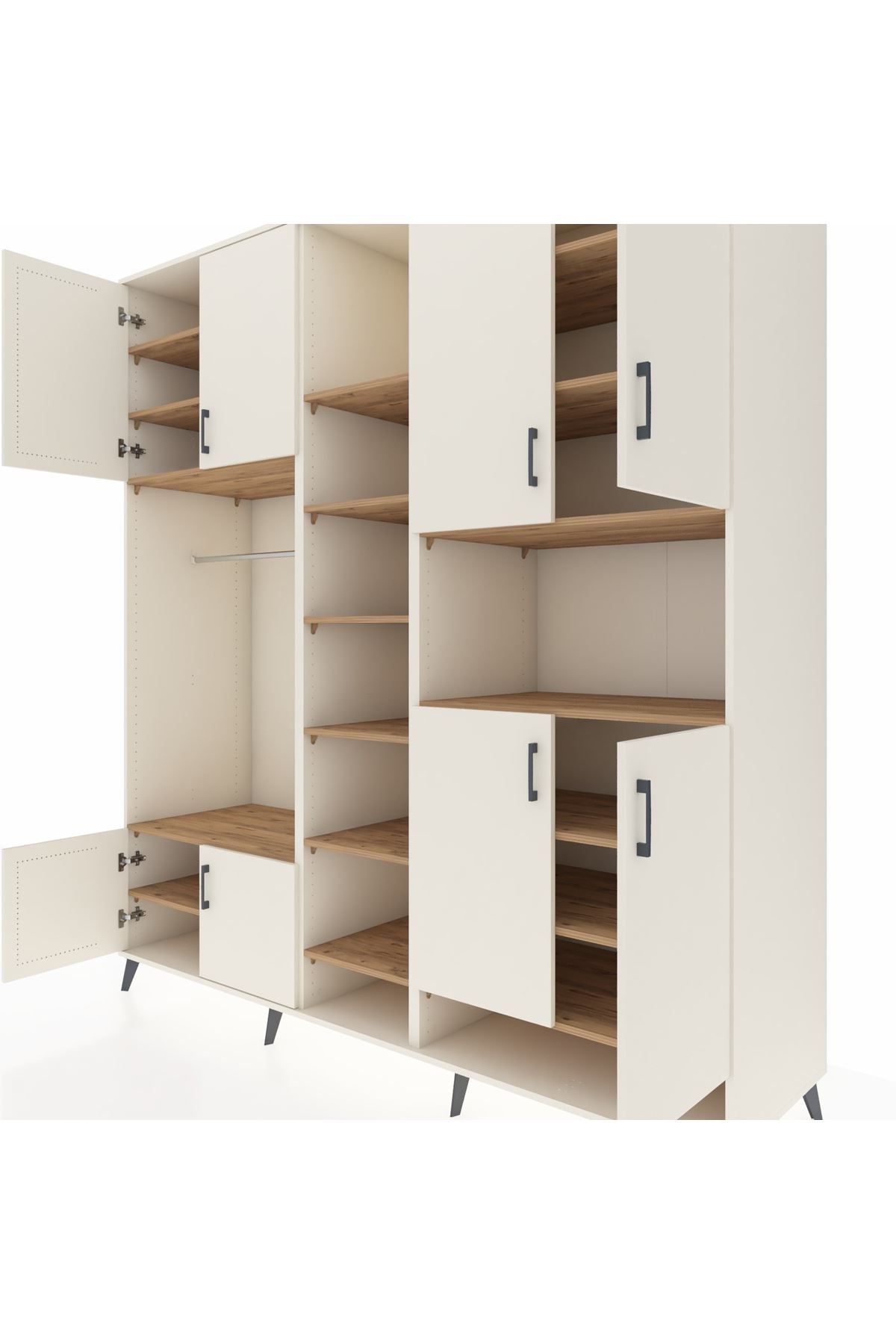 Kronos Dolap 18 Raflı 8 Kapaklı Tek Askılı 220x59x243 Aytaşı-Aytaşı/Çam