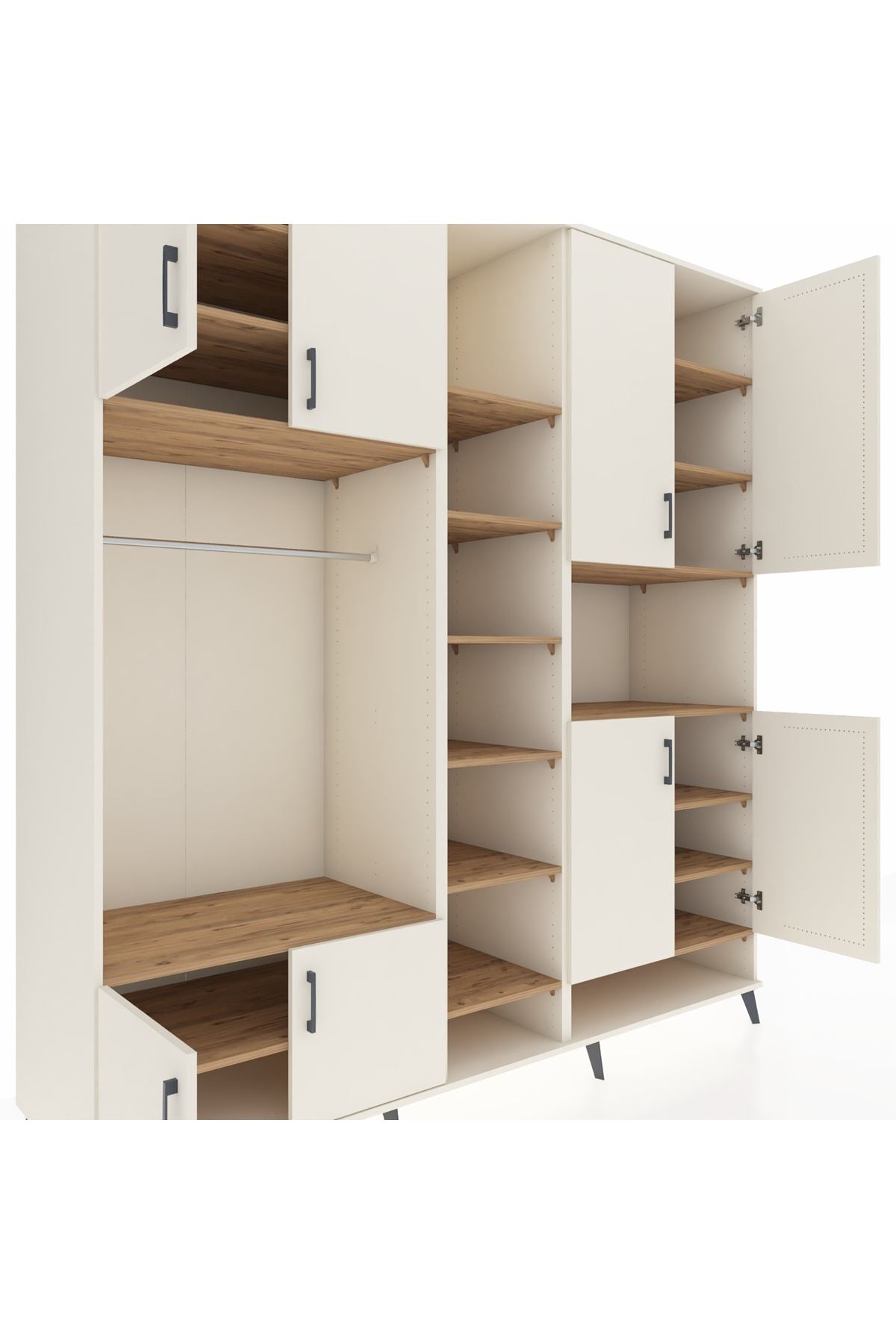 Kronos Dolap 18 Raflı 8 Kapaklı Tek Askılı 220x59x243 Aytaşı-Aytaşı/Çam