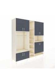 Kronos Dolap 18 Raflı 8 Kapaklı Tek Askılı 220x59x243 Aytaşı-Antrasit/Aytaşı