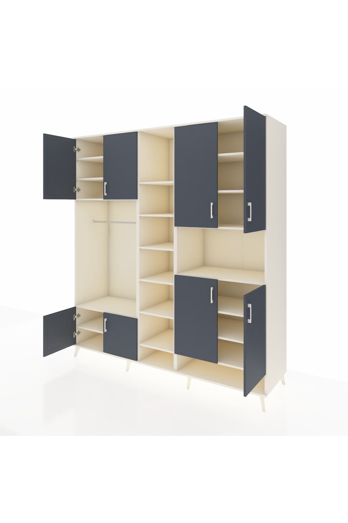 Kronos Dolap 18 Raflı 8 Kapaklı Tek Askılı 220x59x243 Aytaşı-Antrasit/Aytaşı