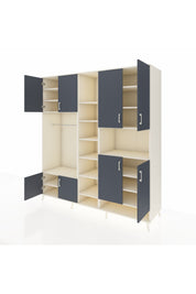 Kronos Dolap 18 Raflı 8 Kapaklı Tek Askılı 220x59x243 Aytaşı-Antrasit/Aytaşı