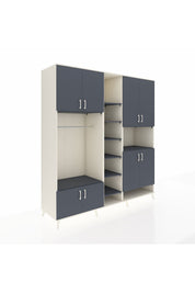 Kronos Dolap 18 Raflı 8 Kapaklı Tek Askılı 220x59x243 Aytaşı-Antrasit/Antrasit