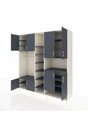 Kronos Dolap 18 Raflı 8 Kapaklı Tek Askılı 220x59x243 Aytaşı-Antrasit/Antrasit