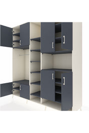 Kronos Dolap 18 Raflı 8 Kapaklı Tek Askılı 220x59x243 Aytaşı-Antrasit/Antrasit