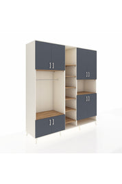 Kronos Dolap 18 Raflı 8 Kapaklı Tek Askılı 220x59x243 Aytaşı-Antrasit/Çam