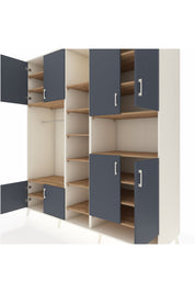 Kronos Dolap 18 Raflı 8 Kapaklı Tek Askılı 220x59x243 Aytaşı-Antrasit/Çam