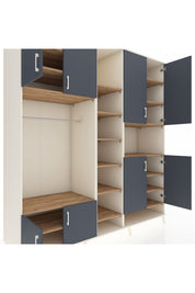 Kronos Dolap 18 Raflı 8 Kapaklı Tek Askılı 220x59x243 Aytaşı-Antrasit/Çam