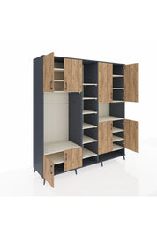 Kronos Dolap 18 Raflı 8 Kapaklı Tek Askılı 220x59x243 Antrasit-Çam/Aytaşı