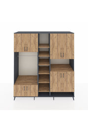 Kronos Dolap 18 Raflı 8 Kapaklı Tek Askılı 220x59x243 Antrasit-Çam/Çam