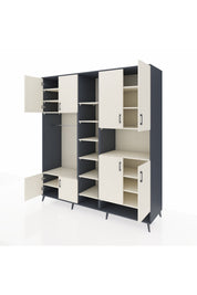 Kronos Dolap 18 Raflı 8 Kapaklı Tek Askılı 220x59x243 Antrasit-Aytaşı/Aytaşı