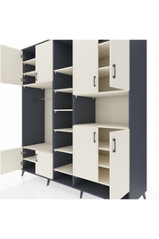 Kronos Dolap 18 Raflı 8 Kapaklı Tek Askılı 220x59x243 Antrasit-Aytaşı/Aytaşı