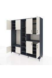 Kronos Dolap 18 Raflı 8 Kapaklı Tek Askılı 220x59x243 Antrasit-Aytaşı/Antrasit