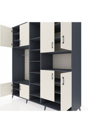 Kronos Dolap 18 Raflı 8 Kapaklı Tek Askılı 220x59x243 Antrasit-Aytaşı/Antrasit