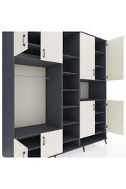 Kronos Dolap 18 Raflı 8 Kapaklı Tek Askılı 220x59x243 Antrasit-Aytaşı/Antrasit