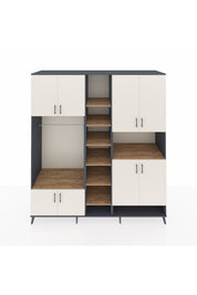 Kronos Dolap 18 Raflı 8 Kapaklı Tek Askılı 220x59x243 Antrasit-Aytaşı/Çam