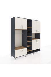 Kronos Dolap 18 Raflı 8 Kapaklı Tek Askılı 220x59x243 Antrasit-Aytaşı/Çam