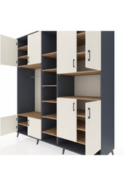 Kronos Dolap 18 Raflı 8 Kapaklı Tek Askılı 220x59x243 Antrasit-Aytaşı/Çam