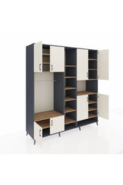 Kronos Dolap 18 Raflı 8 Kapaklı Tek Askılı 220x59x243 Antrasit-Aytaşı/Çam