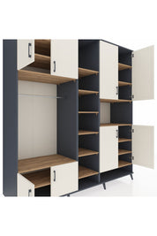 Kronos Dolap 18 Raflı 8 Kapaklı Tek Askılı 220x59x243 Antrasit-Aytaşı/Çam