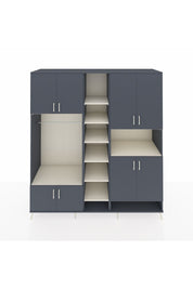 Kronos Dolap 18 Raflı 8 Kapaklı Tek Askılı 220x59x243 Antrasit-Antrasit/Aytaşı