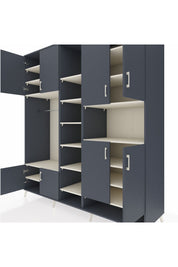 Kronos Dolap 18 Raflı 8 Kapaklı Tek Askılı 220x59x243 Antrasit-Antrasit/Aytaşı