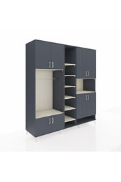 Kronos Dolap 18 Raflı 8 Kapaklı Tek Askılı 220x59x243 Antrasit-Antrasit/Aytaşı