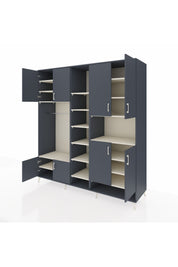 Kronos Dolap 18 Raflı 8 Kapaklı Tek Askılı 220x59x243 Antrasit-Antrasit/Aytaşı