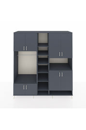 Kronos Dolap 18 Raflı 8 Kapaklı Tek Askılı 220x59x243 Antrasit-Antrasit/Antrasit