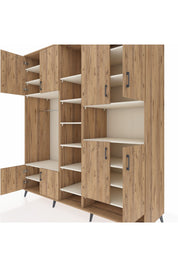 Kronos Dolap 18 Raflı 8 Kapaklı Tek Askılı 220x59x243 Çam-Çam/Aytaşı