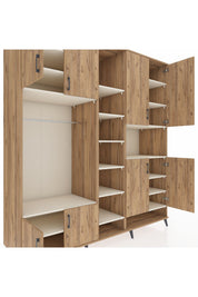 Kronos Dolap 18 Raflı 8 Kapaklı Tek Askılı 220x59x243 Çam-Çam/Aytaşı