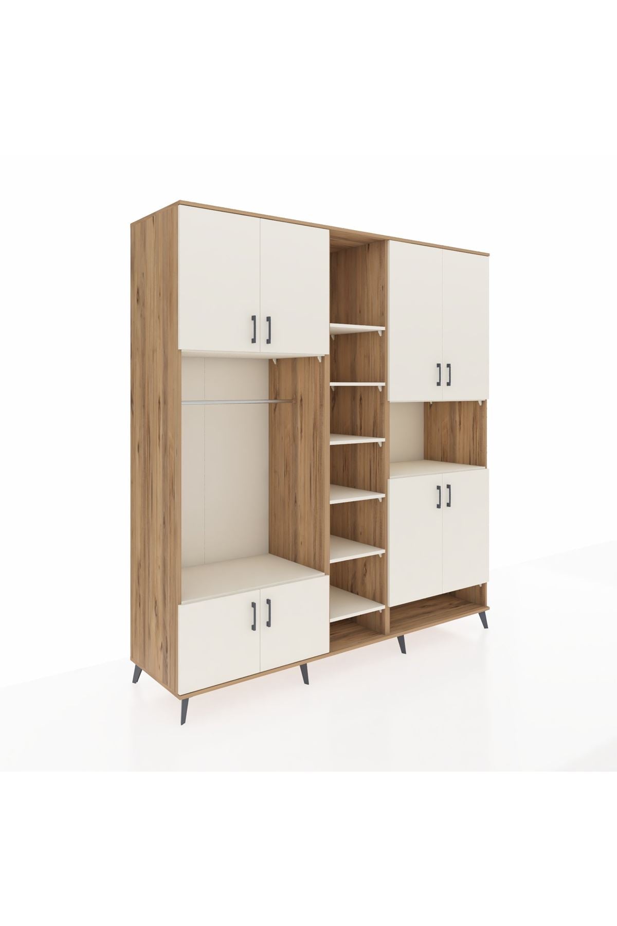 Kronos Dolap 18 Raflı 8 Kapaklı Tek Askılı 220x59x243 Çam-Aytaşı/Aytaşı