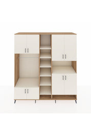 Kronos Dolap 18 Raflı 8 Kapaklı Tek Askılı 220x59x243 Çam-Aytaşı/Aytaşı