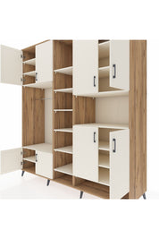 Kronos Dolap 18 Raflı 8 Kapaklı Tek Askılı 220x59x243 Çam-Aytaşı/Aytaşı