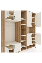 Kronos Dolap 18 Raflı 8 Kapaklı Tek Askılı 220x59x243 Çam-Aytaşı/Aytaşı