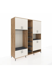 Kronos Dolap 18 Raflı 8 Kapaklı Tek Askılı 220x59x243 Çam-Aytaşı/Antrasit