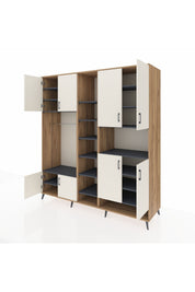 Kronos Dolap 18 Raflı 8 Kapaklı Tek Askılı 220x59x243 Çam-Aytaşı/Antrasit