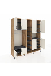 Kronos Dolap 18 Raflı 8 Kapaklı Tek Askılı 220x59x243 Çam-Aytaşı/Antrasit