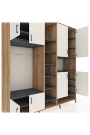 Kronos Dolap 18 Raflı 8 Kapaklı Tek Askılı 220x59x243 Çam-Aytaşı/Antrasit