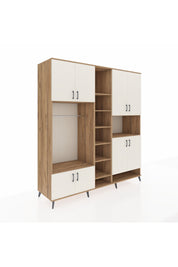 Kronos Dolap 18 Raflı 8 Kapaklı Tek Askılı 220x59x243 Çam-Aytaşı/Çam