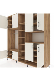 Kronos Dolap 18 Raflı 8 Kapaklı Tek Askılı 220x59x243 Çam-Aytaşı/Çam