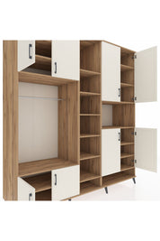 Kronos Dolap 18 Raflı 8 Kapaklı Tek Askılı 220x59x243 Çam-Aytaşı/Çam