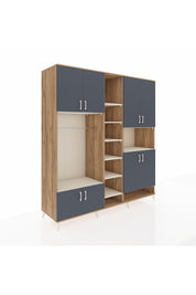 Kronos Dolap 18 Raflı 8 Kapaklı Tek Askılı 220x59x243 Çam-Antrasit/Aytaşı