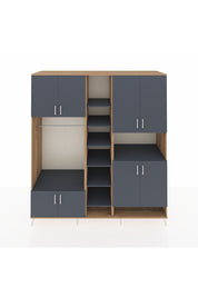 Kronos Dolap 18 Raflı 8 Kapaklı Tek Askılı 220x59x243 Çam-Antrasit/Antrasit