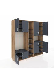 Kronos Dolap 18 Raflı 8 Kapaklı Tek Askılı 220x59x243 Çam-Antrasit/Antrasit