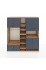 Kronos Dolap 18 Raflı 8 Kapaklı Tek Askılı 220x59x243 Çam-Antrasit/Çam