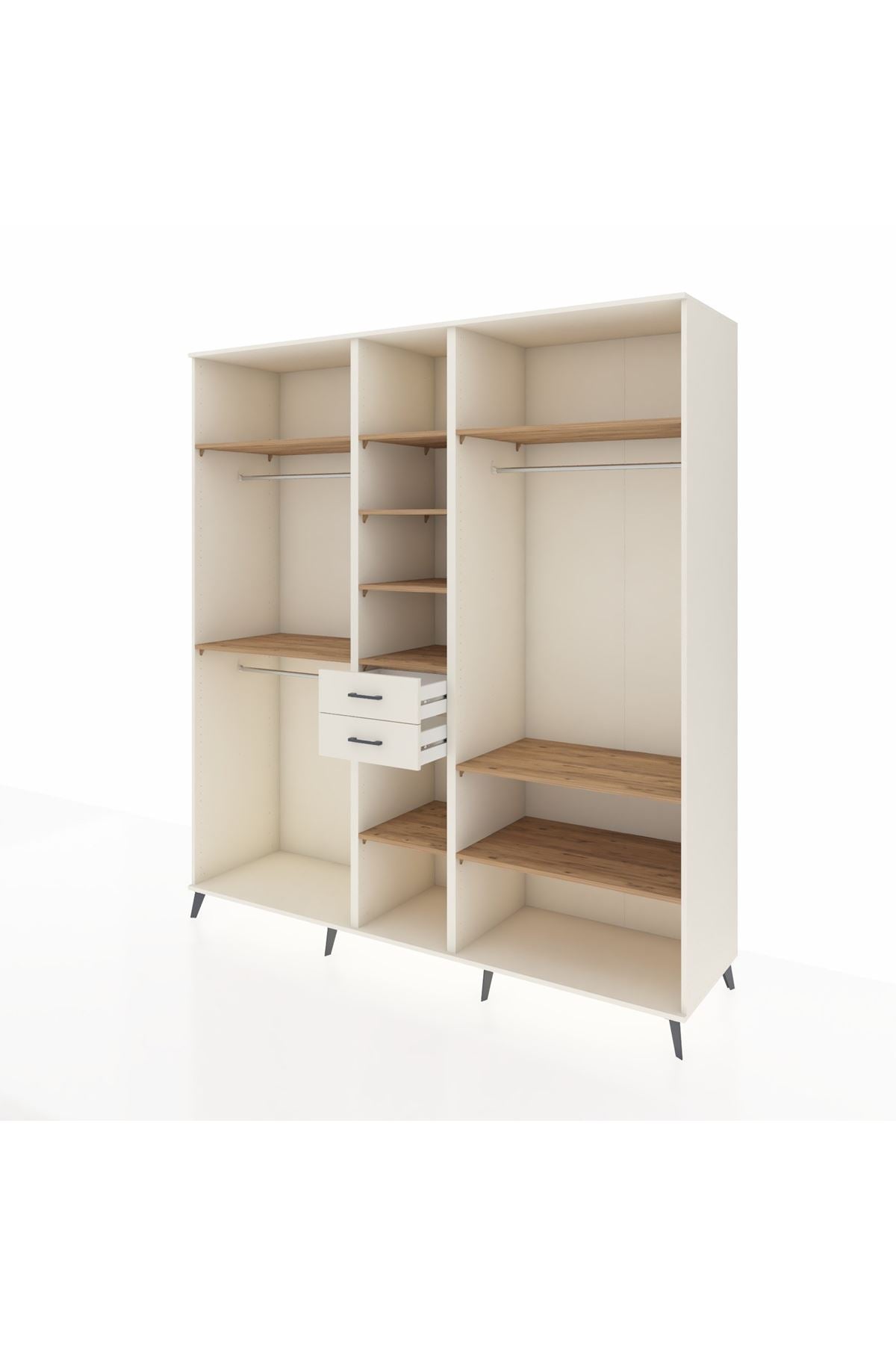 Kronos Dolap 10 Raflı 2 Çekmeceli 3 Askılı 220x59x243 Aytaşı-Çam/Aytaşı