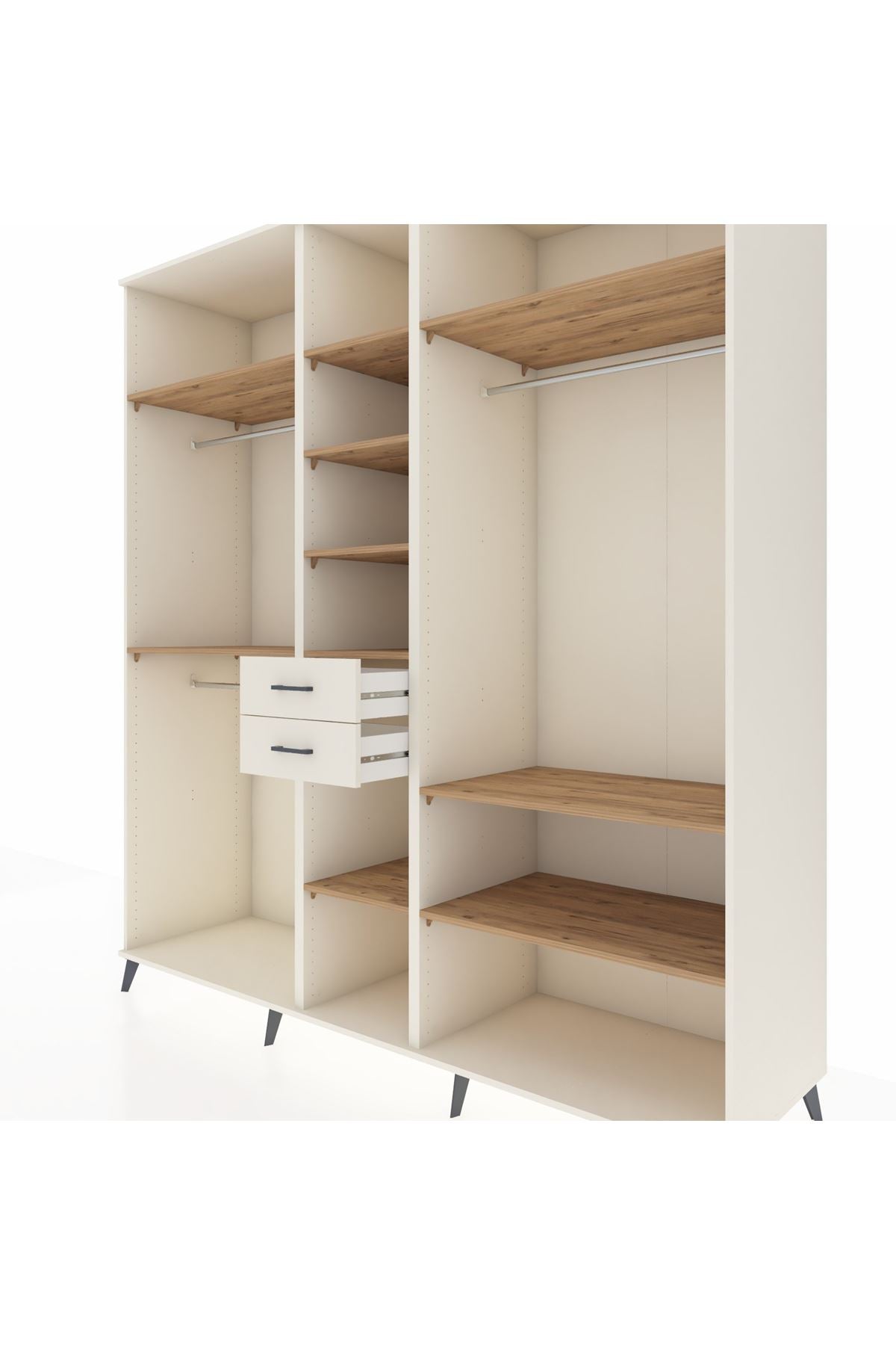 Kronos Dolap 10 Raflı 2 Çekmeceli 3 Askılı 220x59x243 Aytaşı-Çam/Aytaşı