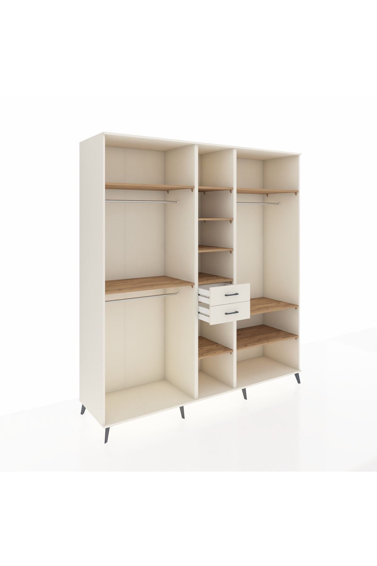 Kronos Dolap 10 Raflı 2 Çekmeceli 3 Askılı 220x59x243 Aytaşı-Çam/Aytaşı