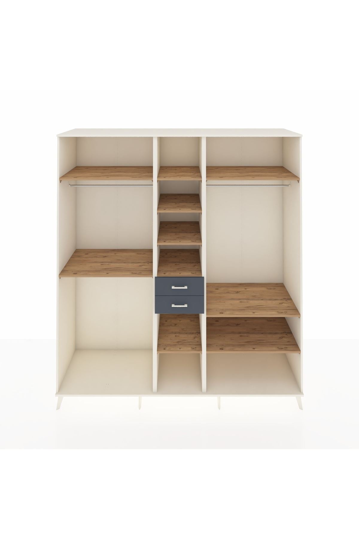 Kronos Dolap 10 Raflı 2 Çekmeceli 3 Askılı 220x59x243 Aytaşı-Çam/Antrasit