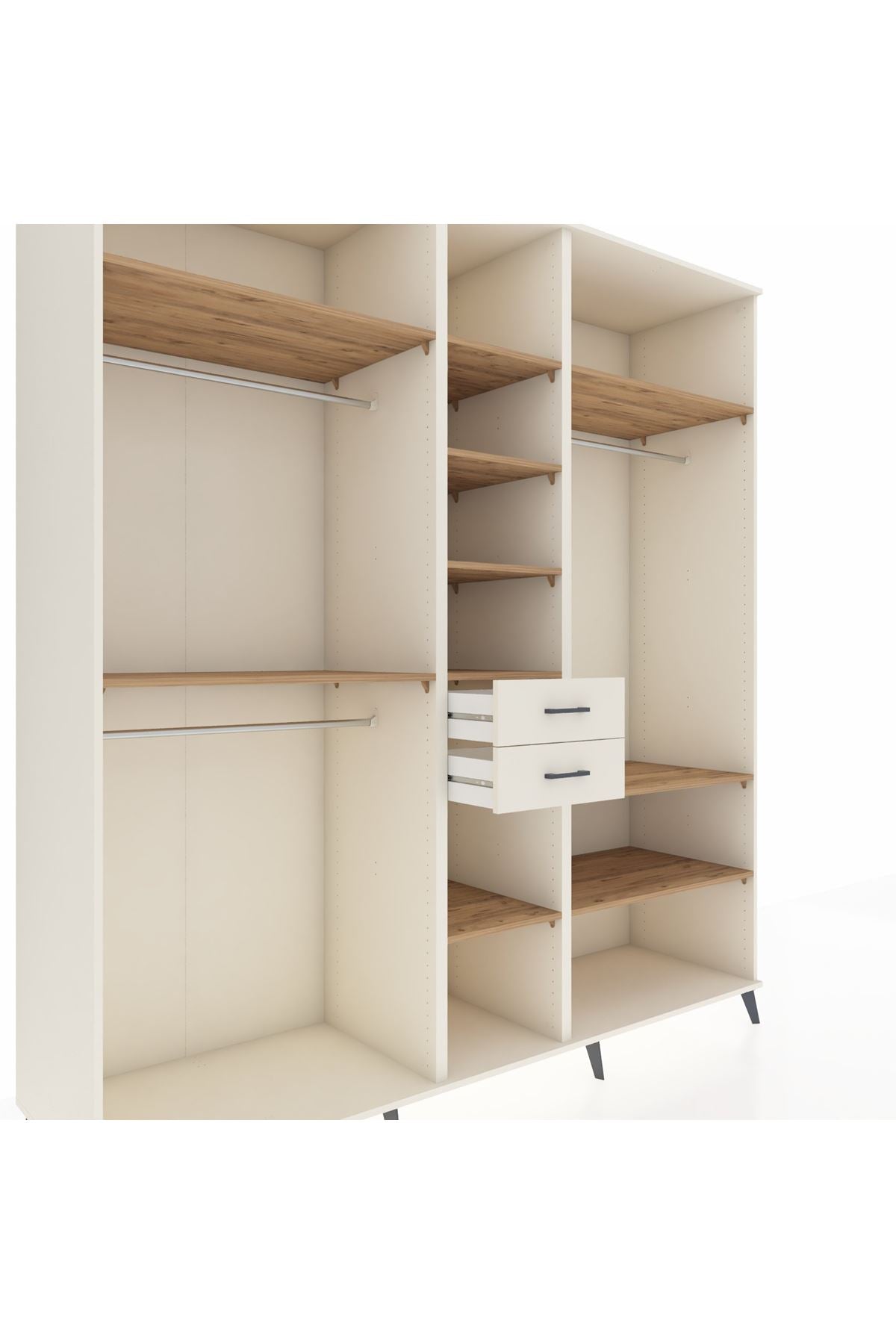 Kronos Dolap 10 Raflı 2 Çekmeceli 3 Askılı 220x59x243 Aytaşı-Çam/Aytaşı